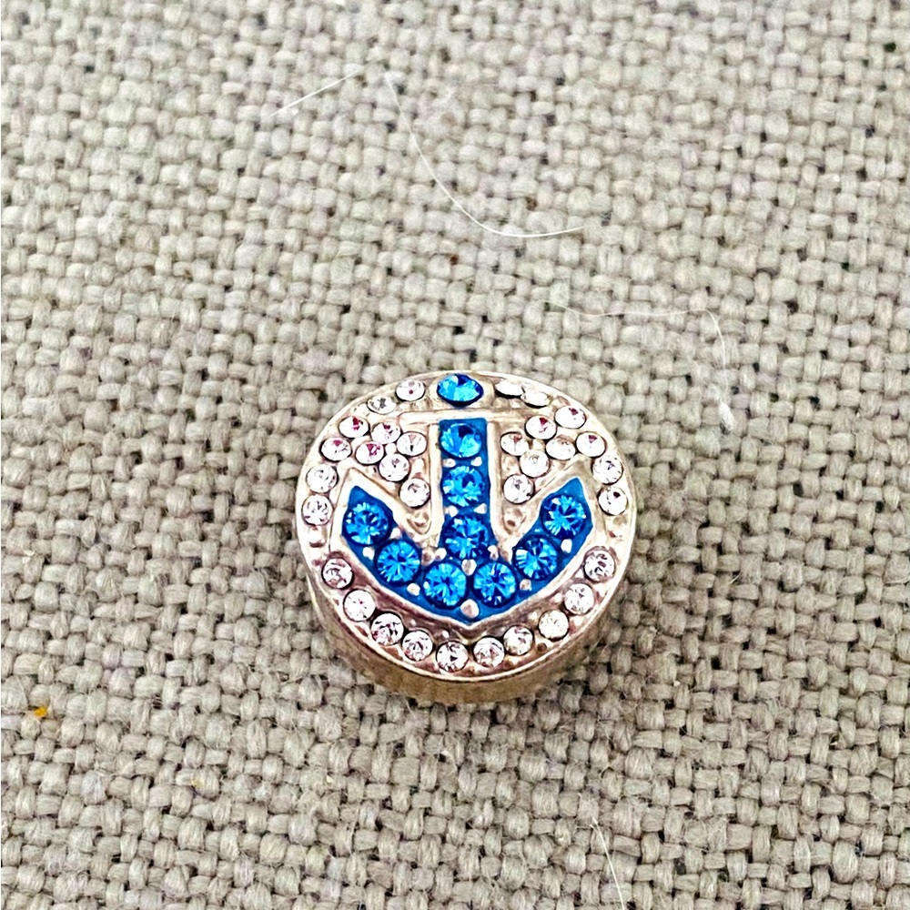 Brighton Blingy Anchor bead in blue & clear crystals NWOT Retired